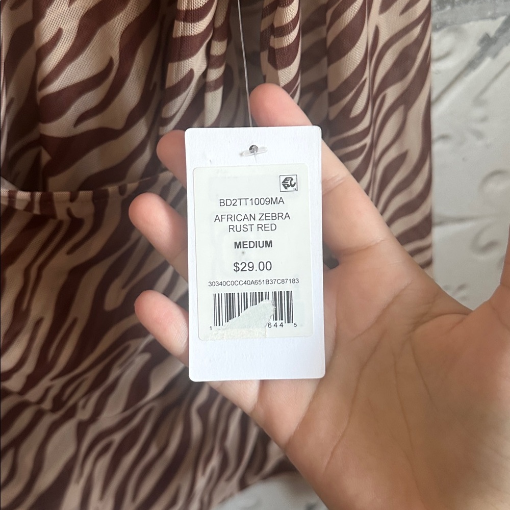 89th & Madison Zebra Print Drape mesh Top - Picture 3 of 4